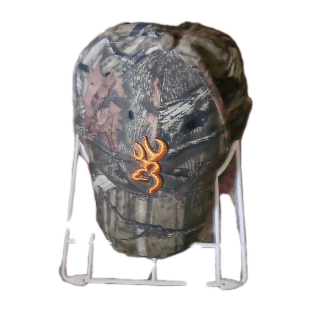 Browning Camo Hat Cap Strap Back Green Camouflage Deer Logo Hunting One Size